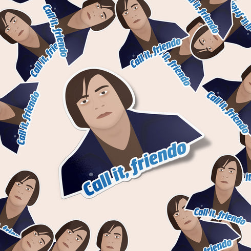 Anton "Call It, Friendo" Premium Vinyl Sticker, No Country for Old Men-Inspired Hydroflask Sticker, Laptop Decal